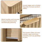 LEYAOYAO 31" Wide Fluted Nightstand with Charging Station, Oversized Extra Large 1 Drawer Night Stand with Golden Handle, Antique White Bedside Table Tall End Tables,for Bedroom, Living Room, Hallway