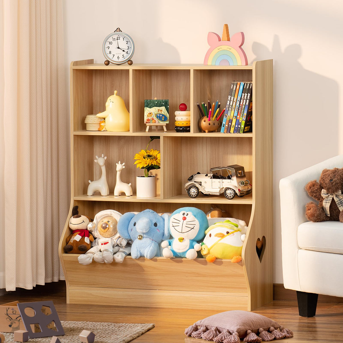 Lerliuo Kids Bookshelf and Toy Storage, 2 Tier Book Shelf for Kids Rooms