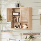 LEYAOYAO Rattan Bathroom Wall Storage Cabinet, Boho Medicine Cabinet
