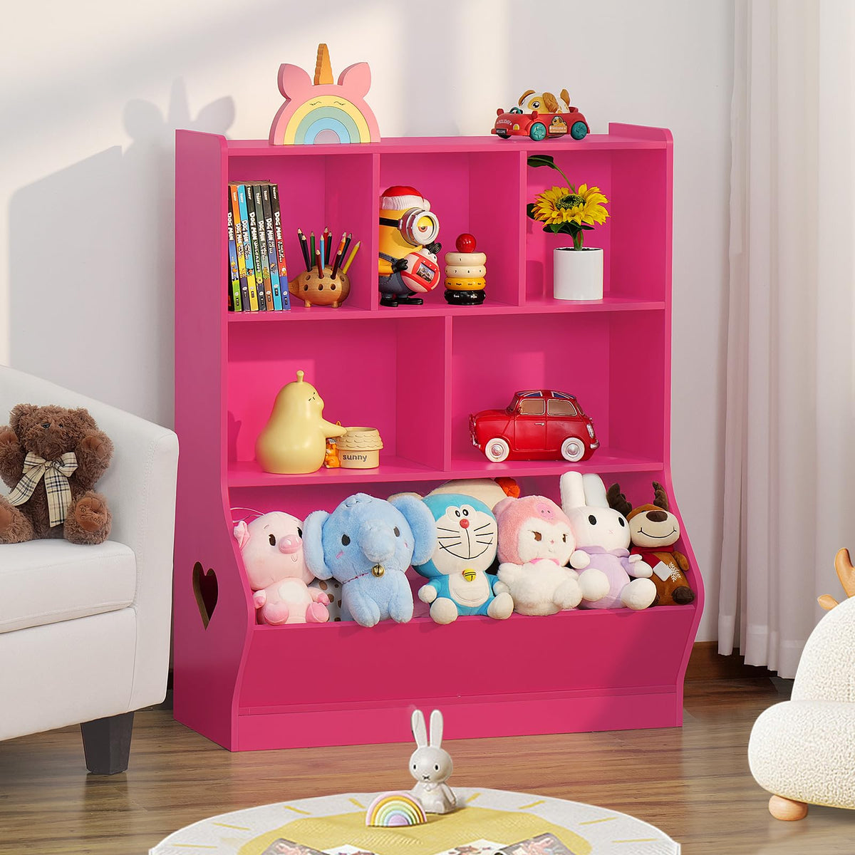 Lerliuo Kids Bookshelf and Toy Storage, 2 Tier Book Shelf for Kids Rooms