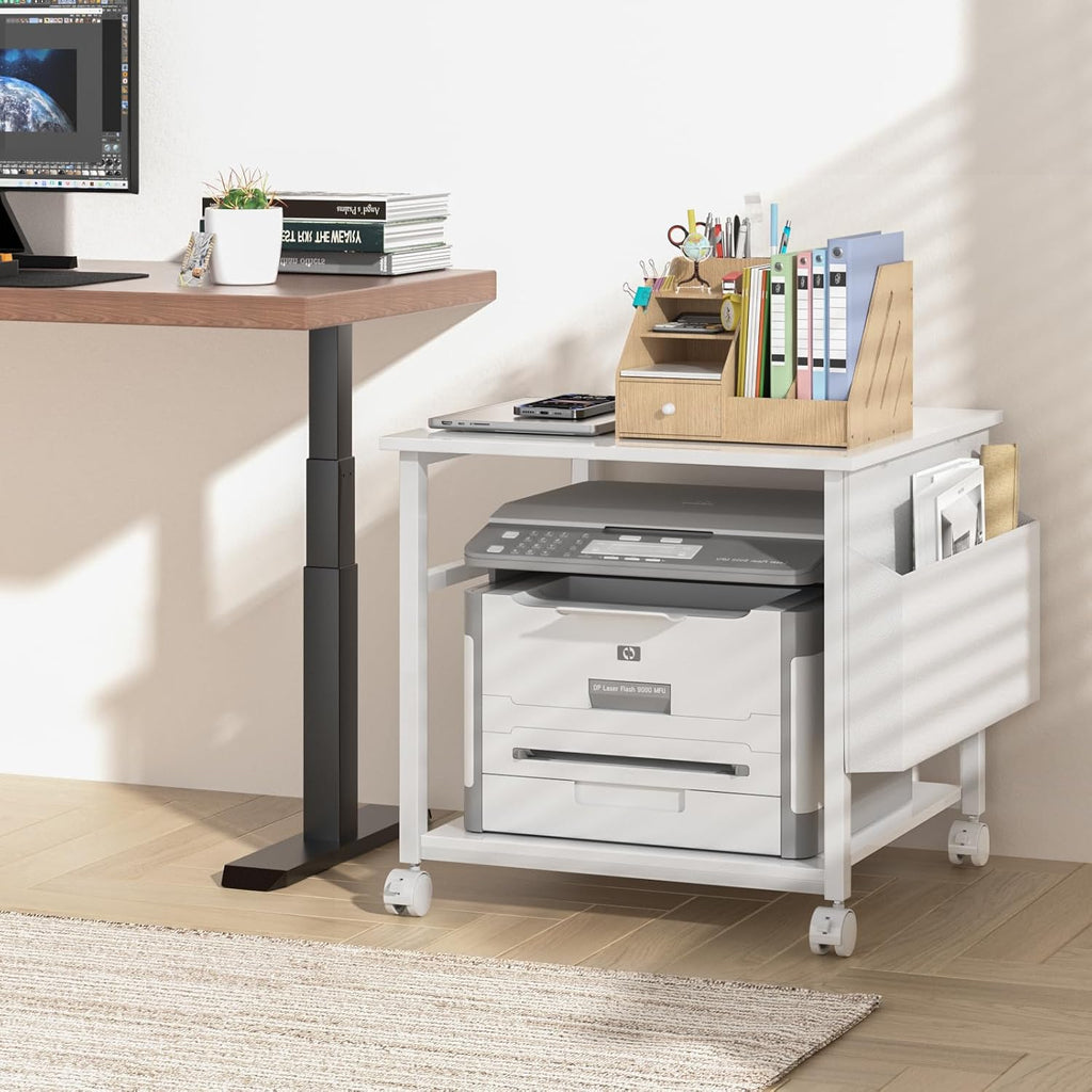 Lerliuo White Large Printer Stand with Storage