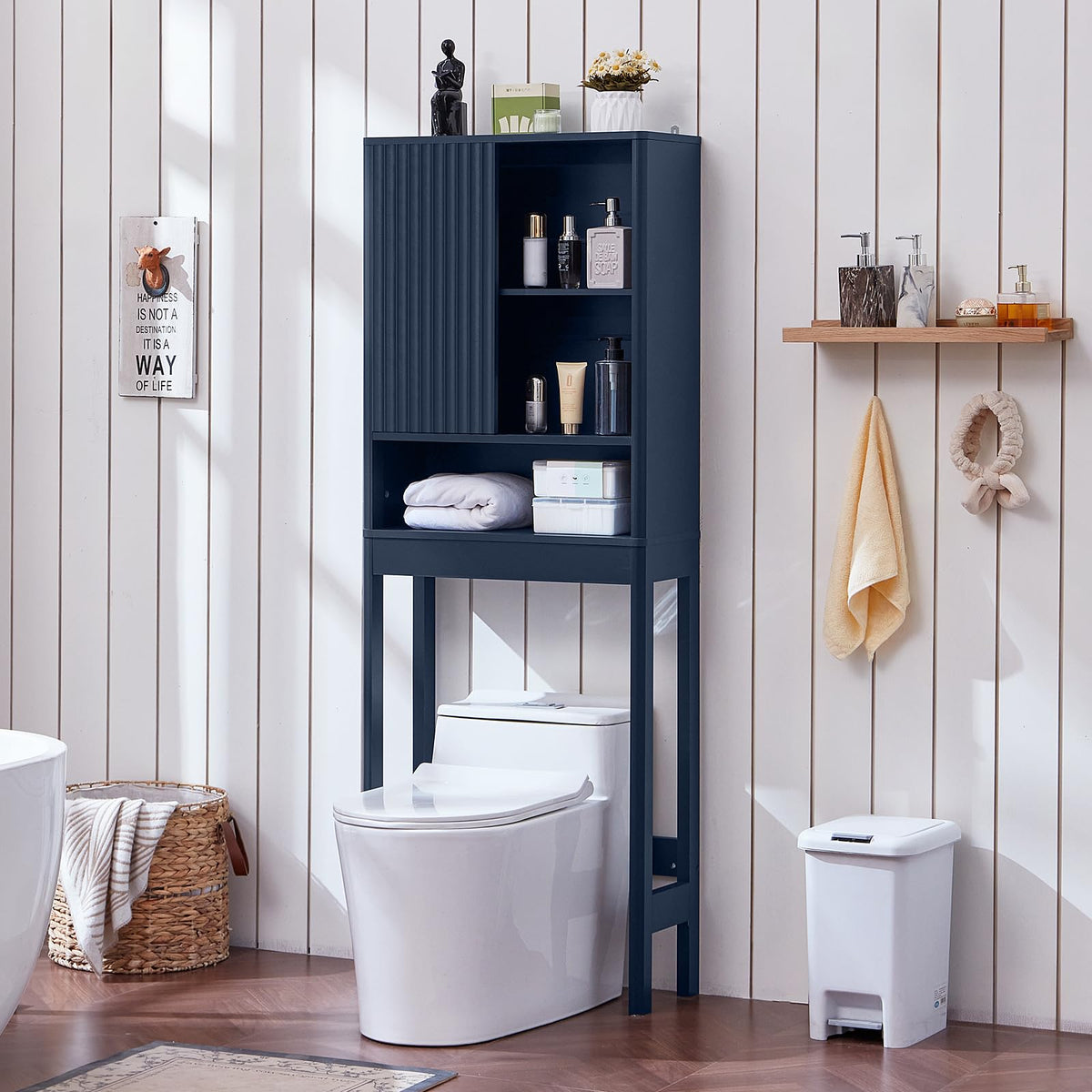 LEYAOYAO Modern Fluted Bathroom Wall Cabinet, Wall-Mounted Medicine Cabinet