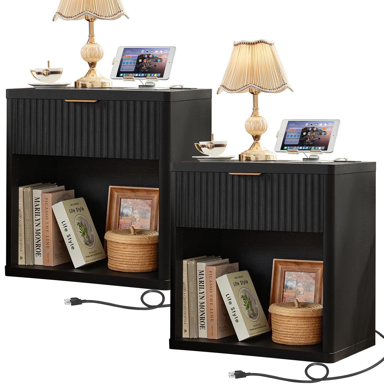 LEYAOYAO Fluted 5 Drawers Dresser for Bedroom, 41" Tall Modern Chest of Drawers with Metal Handle, Curved Profile Design,Natural Wood Drawer Organizer for Bedroom, Living Room, Hallway, Entryway