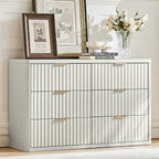 LEYAOYAO 23" Wide Fluted Night Stand with Charging Station, 2 Drawers Large End Table with Storage, LightGrey Nightstand Wood Bedside Tables, Farmhouse Cabinet Dresser for Bedroom, Closet