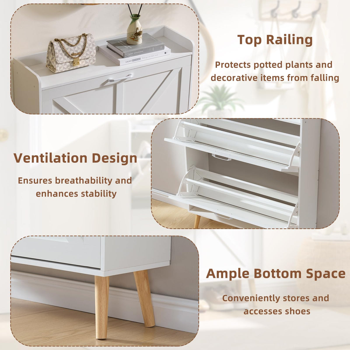 LEYAOYAO Shoe Cabinet Storage for Entryway with 2 Flip Drawers