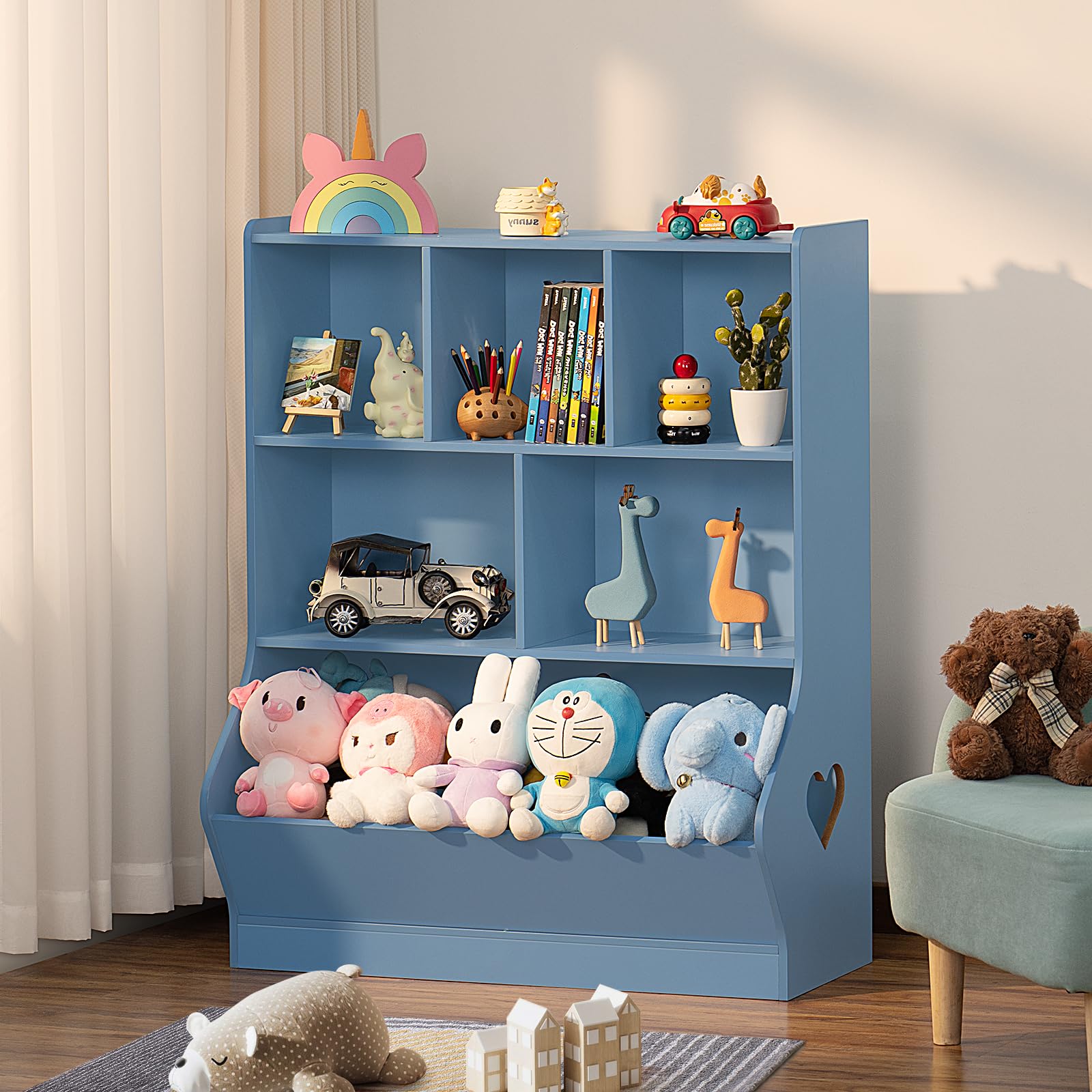 Lerliuo Kids Bookshelf and Toy Storage, 2 Tier Book Shelf for Kids Rooms