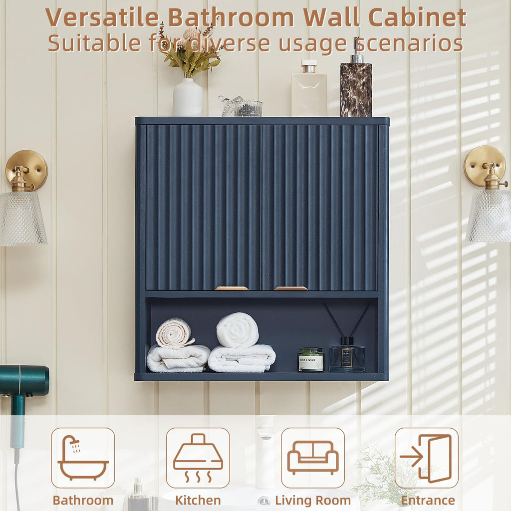 LEYAOYAO 68" Modern Fluted Over The Toilet Storage Cabinet, a Sliding Door