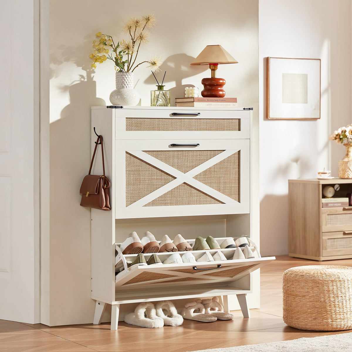LEYAOYAO Shoe Cabinet Storage for Entryway with 2 Flip Drawers