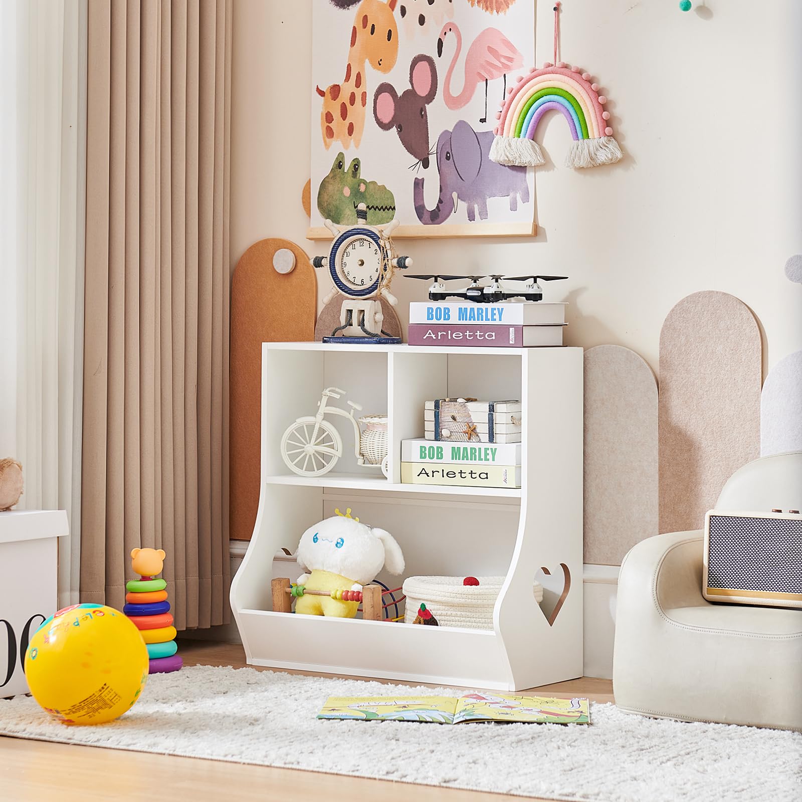 Lerliuo Kids Bookshelf and Toy Storage, 2 Tier Book Shelf for Kids Rooms