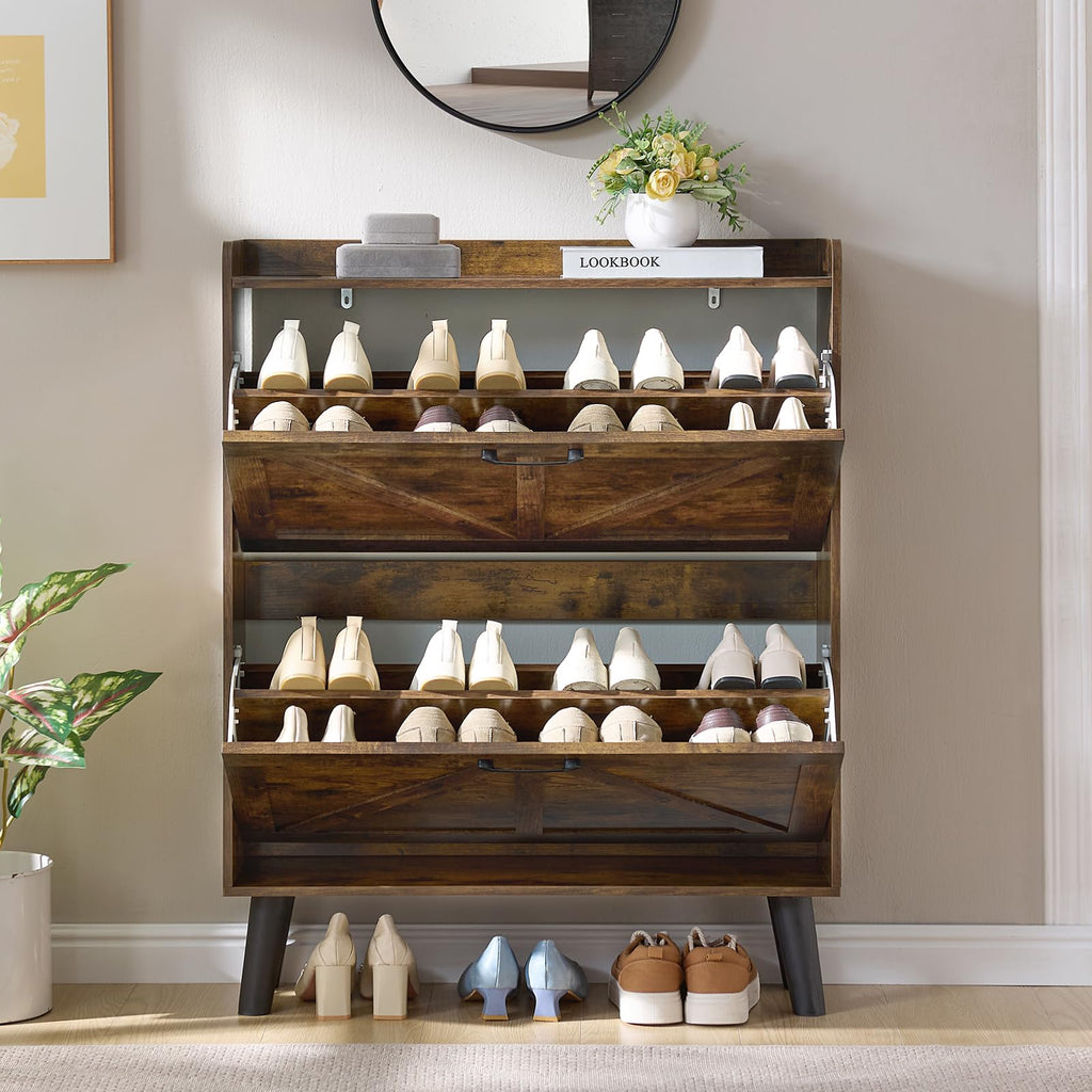 LEYAOYAO Shoe Cabinet Storage for Entryway with 2 Flip Drawers