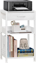 Lerliuo Printer Stand with Storage, 3-Tier Printer Table with Drawer, White