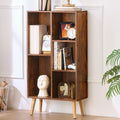 LEYAOYAO Cube Bookshelf, Mid-Century Modern Book Shelf with Legs, Brown