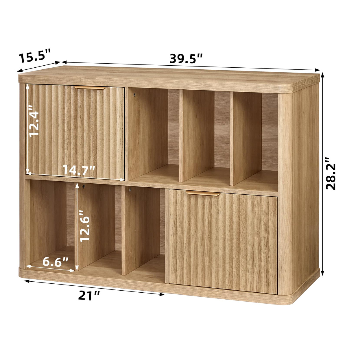 LEYAOYAO Large Record Player Stand with Vinyl Storage Up to 450 Albums, Wood Fluted Record Storage Accent Cabinet, Modern Stereo Media Cabinets, Wide Turntable Stand for Living Room, Antique White