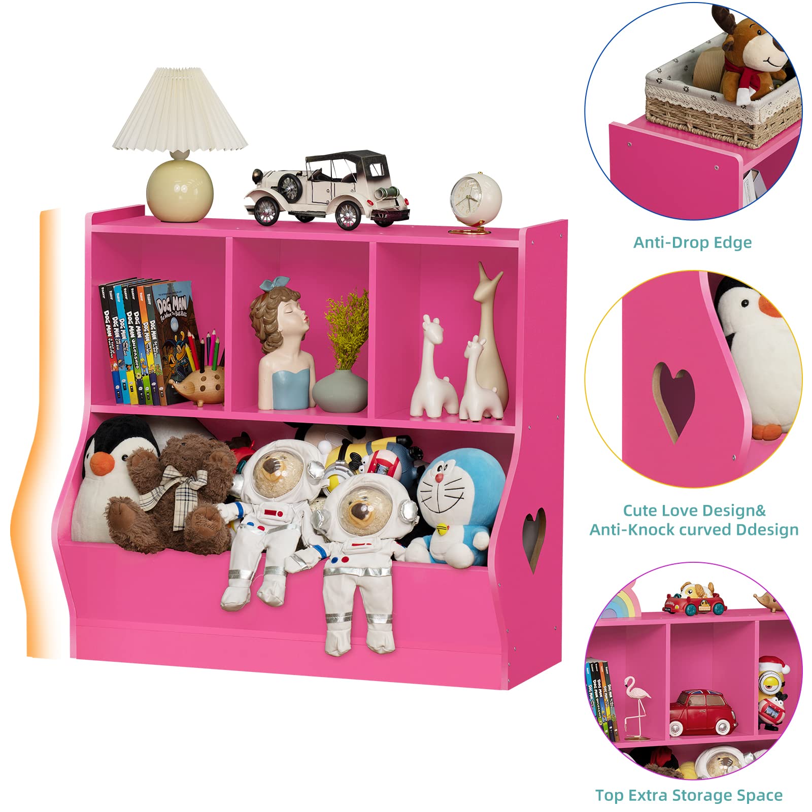 Lerliuo Kids Bookshelf and Toy Storage, 2 Tier Book Shelf for Kids Rooms