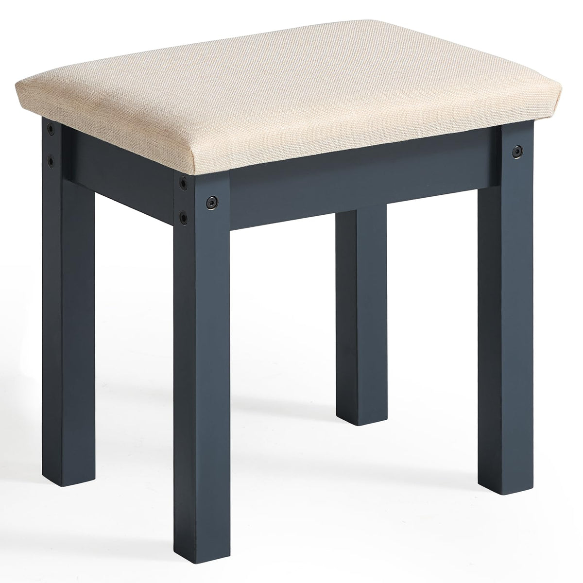 LEYAOYAO Vanity Stool, Elegant Wooden Makeup Chair Stool with Comfortable Fabric Cushion, Modern Make Up Bench for Bedroom and Bathroom-Classic Black