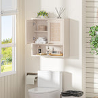 LEYAOYAO Rattan Bathroom Wall Storage Cabinet, Boho Medicine Cabinet