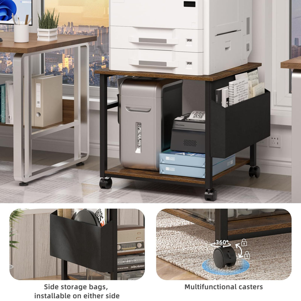 Lerliuo White Large Printer Stand with Storage