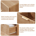 LEYAOYAO 31" Wide Fluted Nightstand with Charging Station, Oversized Extra Large 1 Drawer Night Stand with Golden Handle, Antique White Bedside Table Tall End Tables,for Bedroom, Living Room, Hallway
