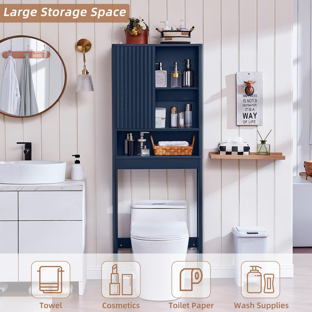 LEYAOYAO 68" Modern Fluted Over The Toilet Storage Cabinet, a Sliding Door