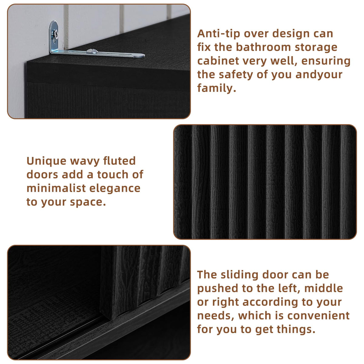 LEYAOYAO 68" Modern Fluted Over The Toilet Storage Cabinet, a Sliding Door