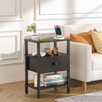 Lerliuo Nightstand Set 2 with Charger, 3 Tier Storage End Table