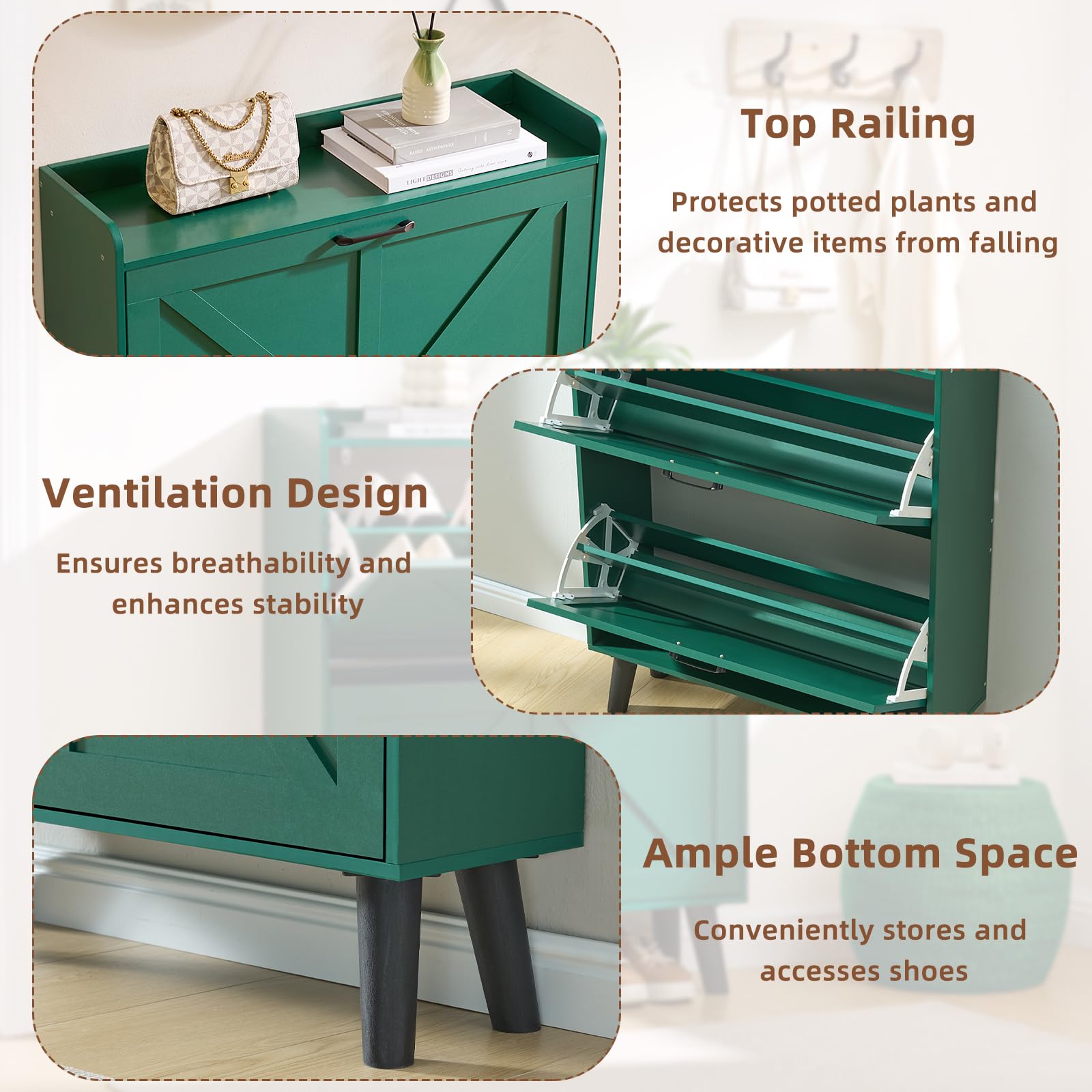 LEYAOYAO Shoe Cabinet Storage for Entryway with 2 Flip Drawers