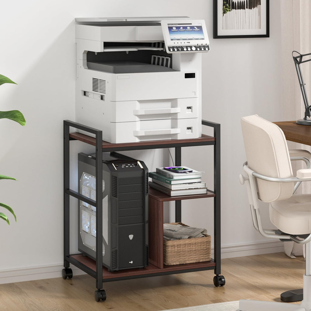 Lerliuo 24" Wide Large Printer Stand with Storage, White