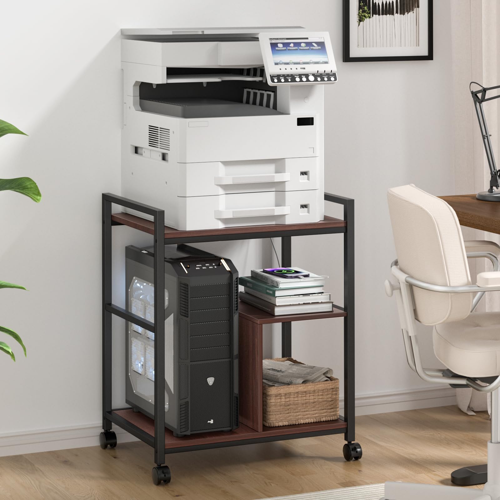Lerliuo 24" Wide Large Printer Stand with Storage, White