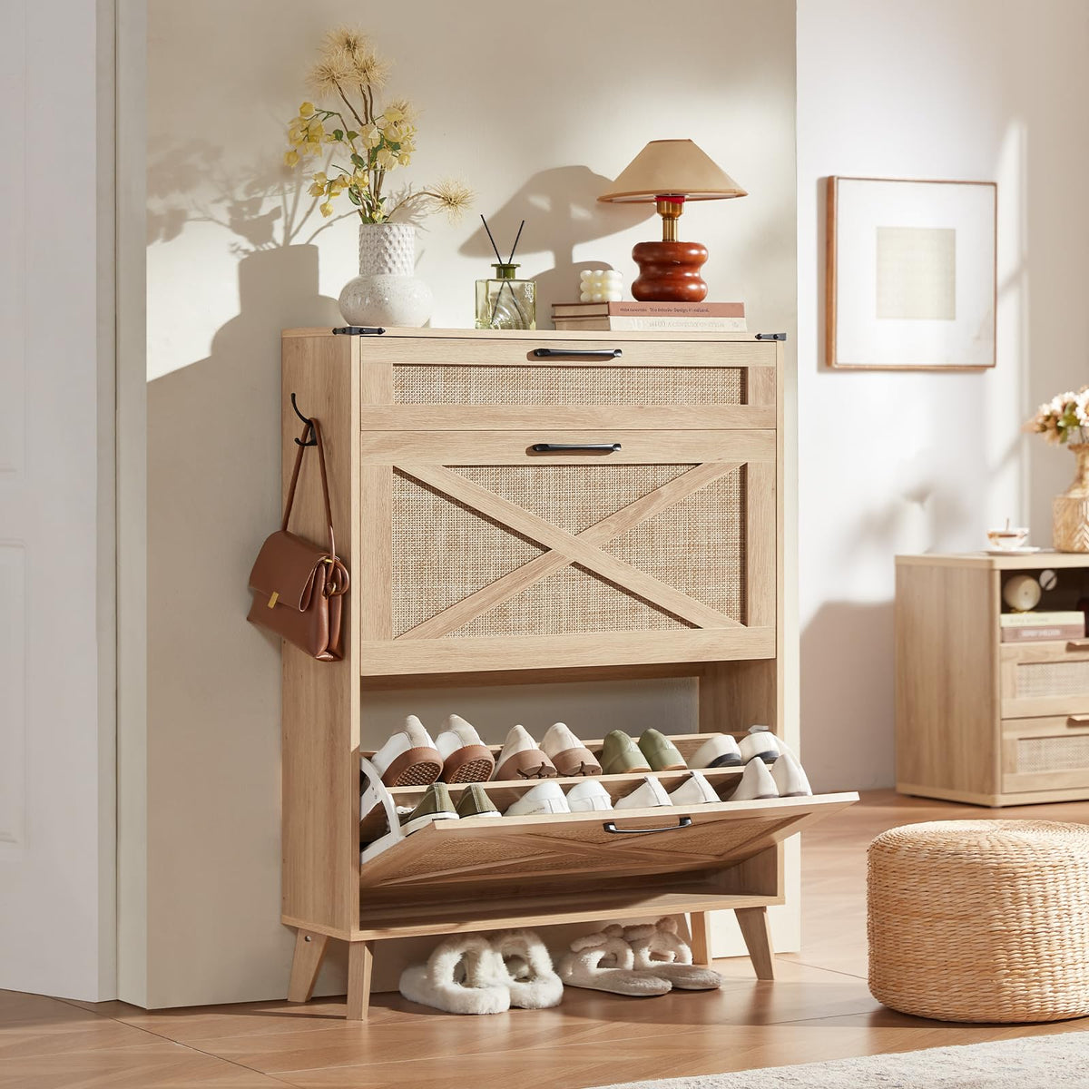 LEYAOYAO Shoe Cabinet Storage for Entryway with 2 Flip Drawers