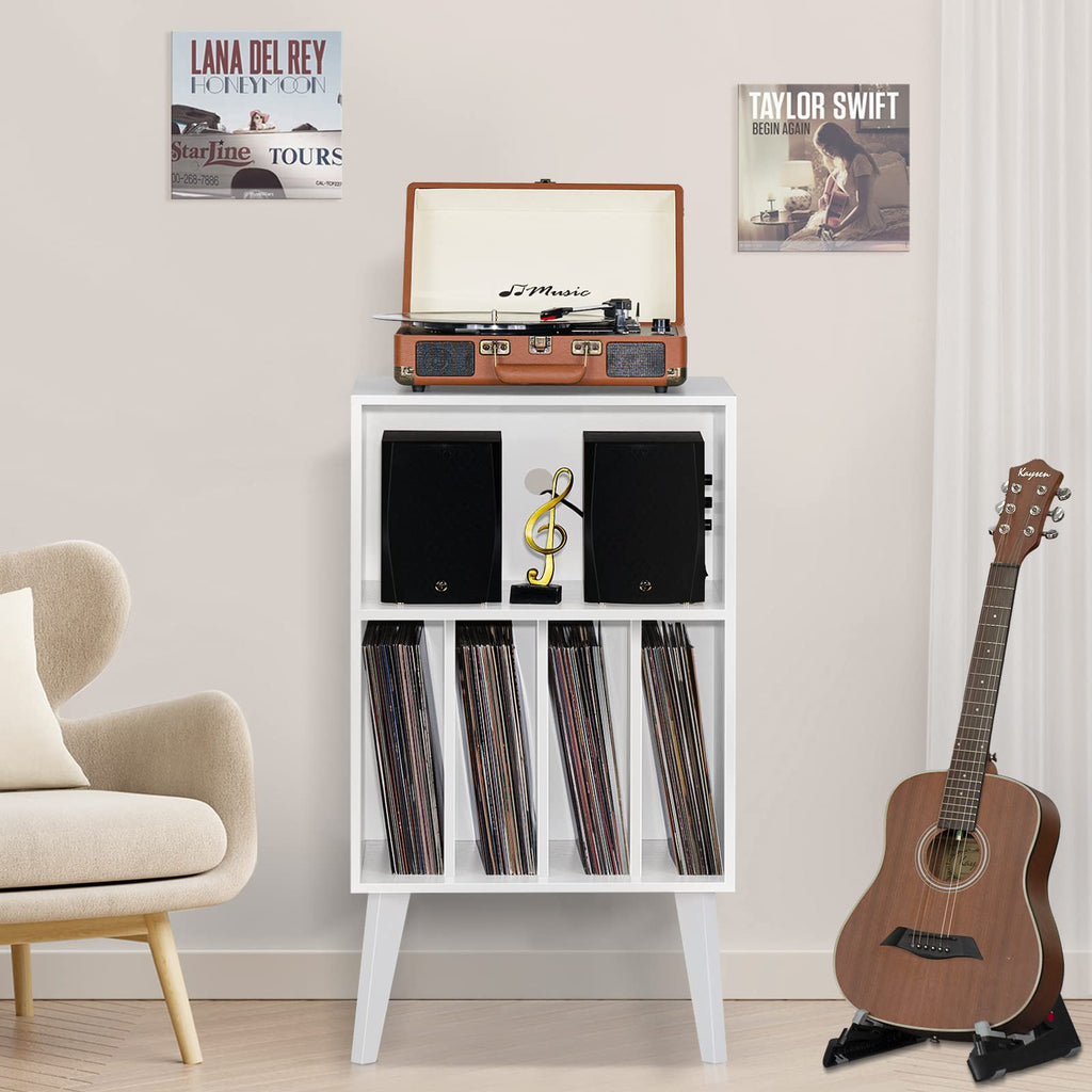 Lerliuo Record Player Stand, Walnut Turntable Stand Holds up to 160 Albums