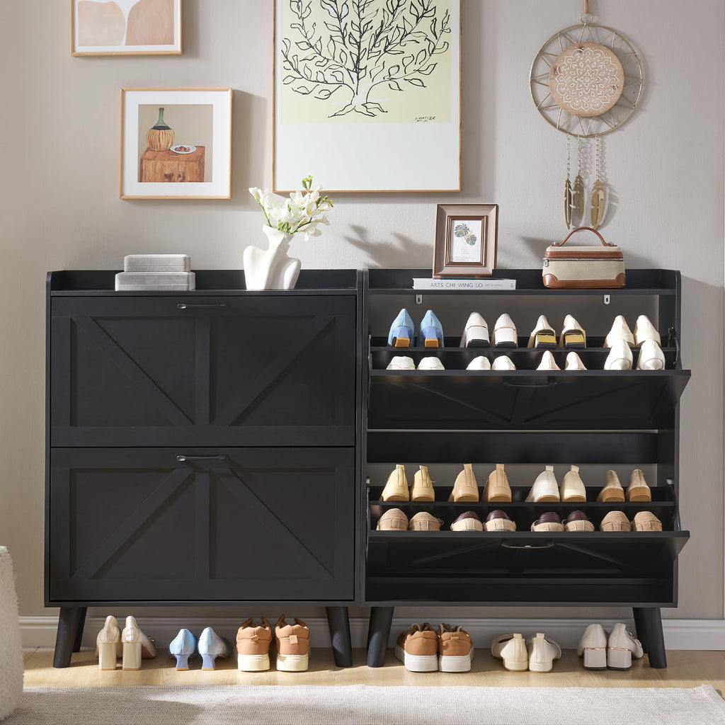 LEYAOYAO Shoe Cabinet Storage for Entryway with 2 Flip Drawers