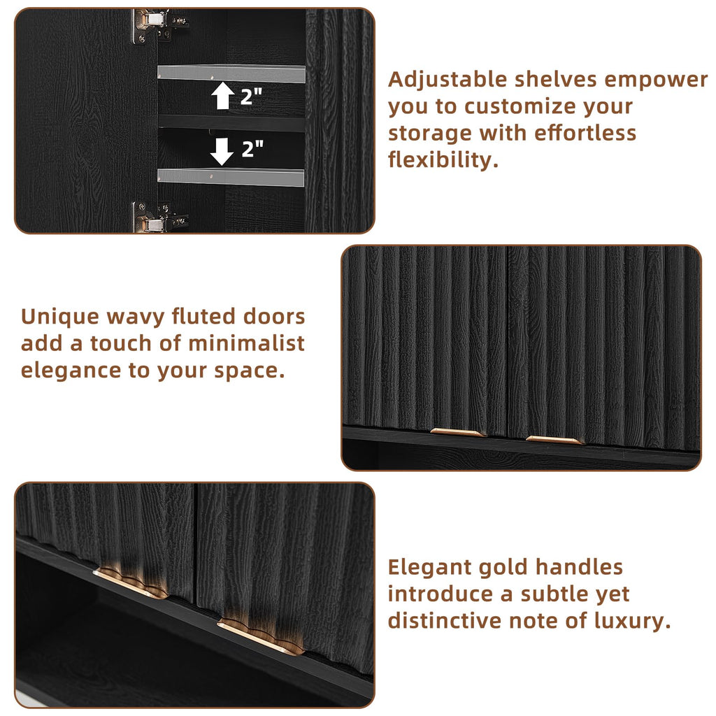 LEYAOYAO 68" Modern Fluted Over The Toilet Storage Cabinet, a Sliding Door