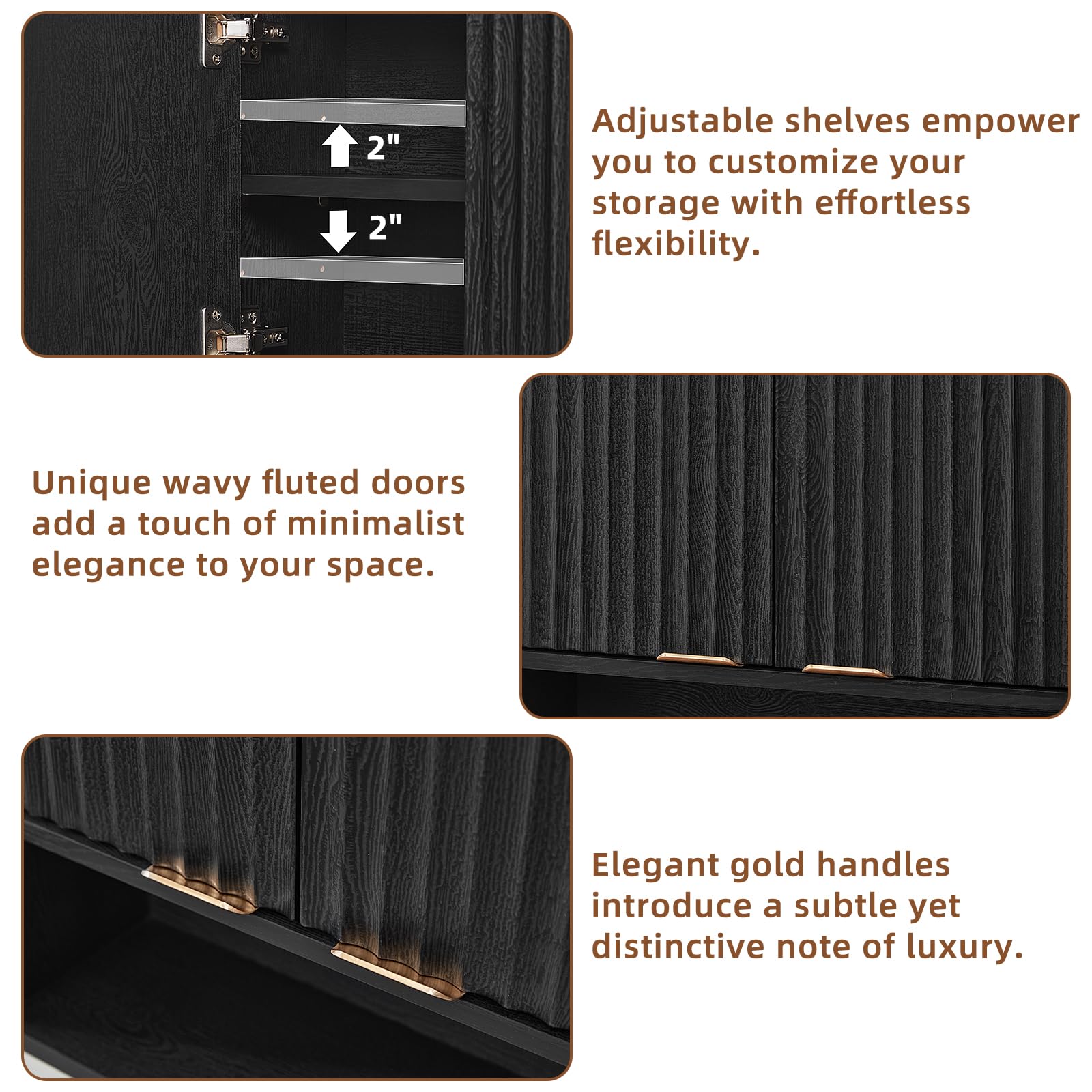 LEYAOYAO 68" Modern Fluted Over The Toilet Storage Cabinet, a Sliding Door