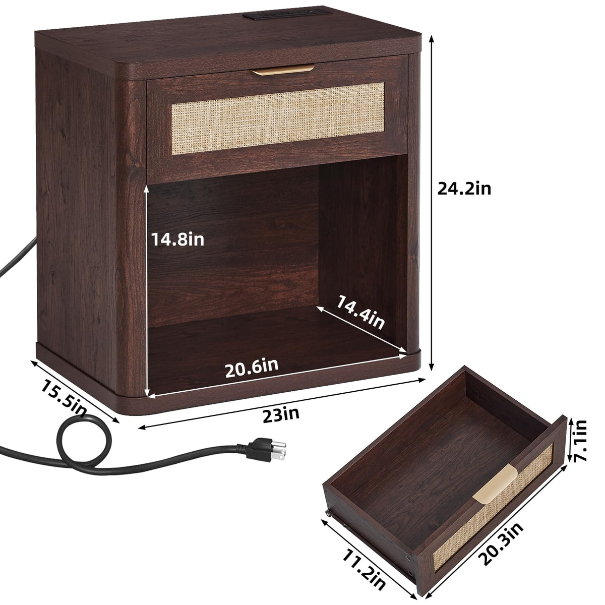 LEYAOYAO Rattan Dresser for Bedroom, 41" Tall Chest of Drawers
