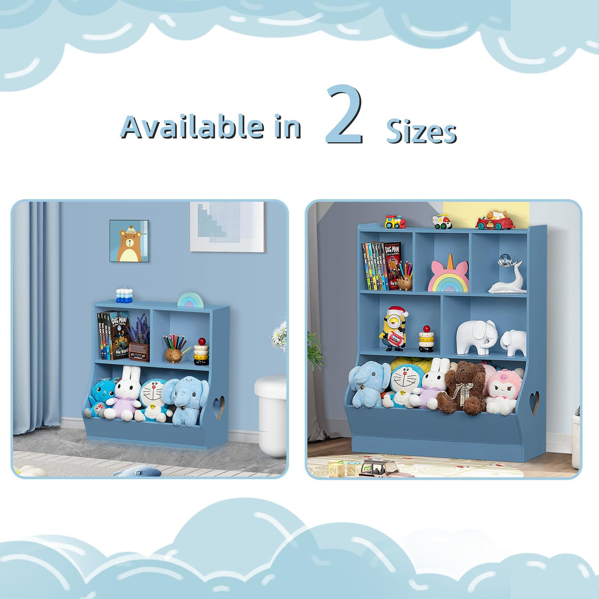 Lerliuo Kids Bookshelf and Toy Storage, 2 Tier Book Shelf for Kids Rooms