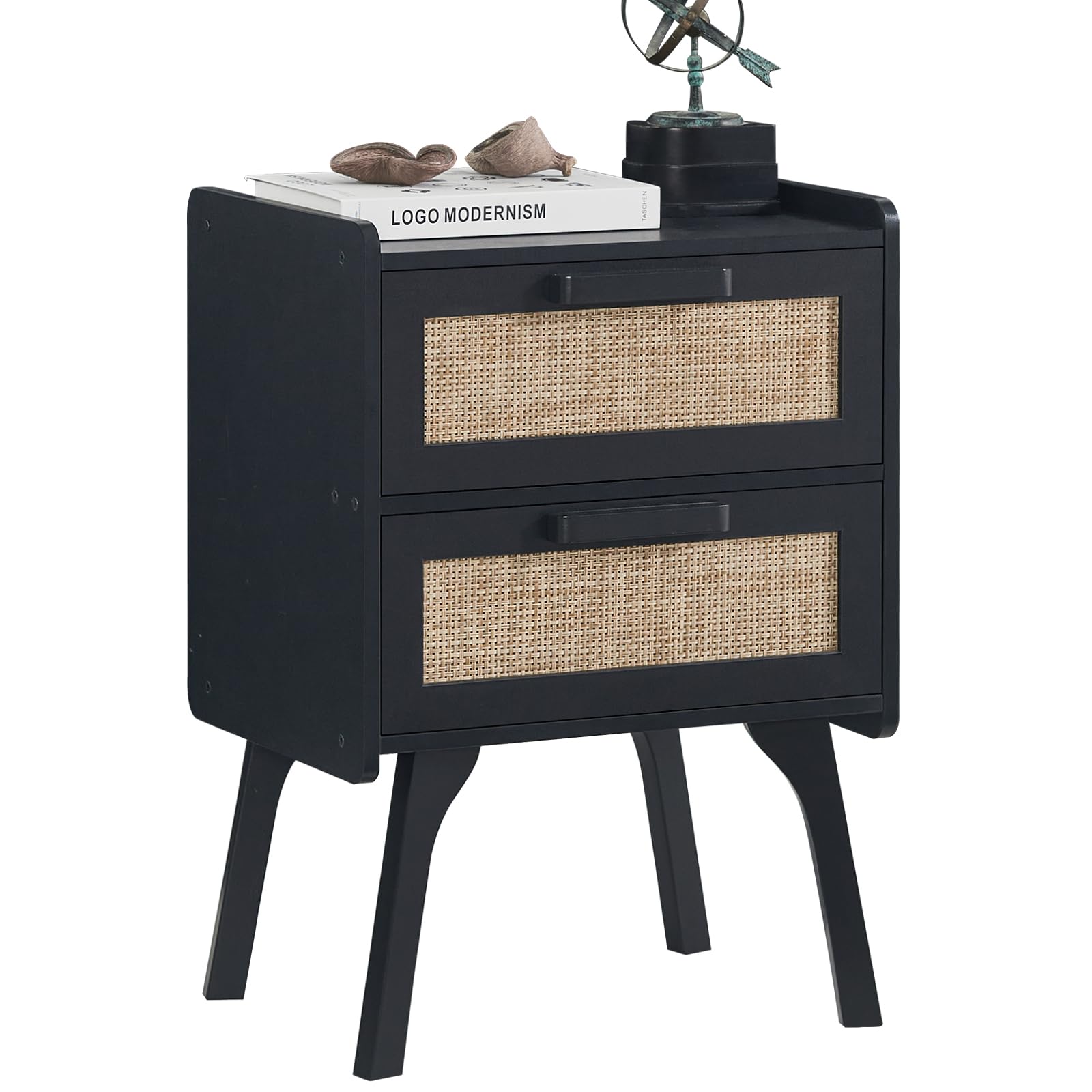 Lerliuo Rattan Nightstands Set of 2 for Bedroom, 2 Drawers