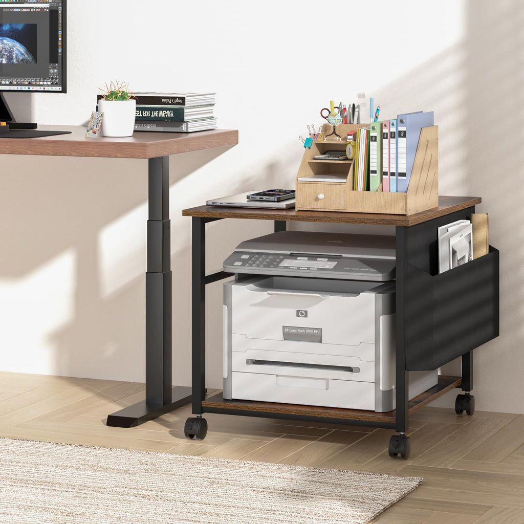 Lerliuo White Large Printer Stand with Storage