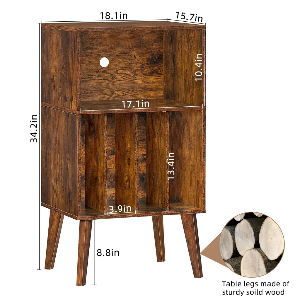 Lerliuo Record Player Stand, Walnut Turntable Stand Holds up to 160 Albums