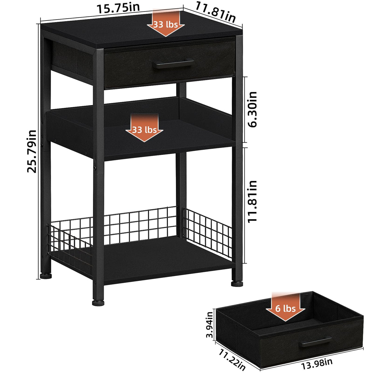 Lerliuo Printer Stand with Storage, 3-Tier Printer Table with Drawer, White