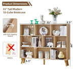 LEYAOYAO Cube Bookshelf, Mid-Century Modern Book Shelf with Legs, Brown