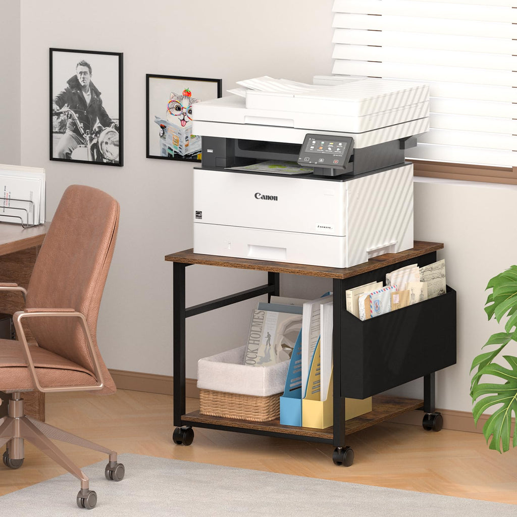 Lerliuo White Large Printer Stand with Storage