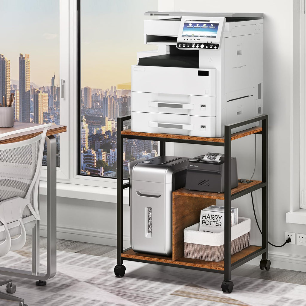 Lerliuo 24" Wide Large Printer Stand with Storage, White