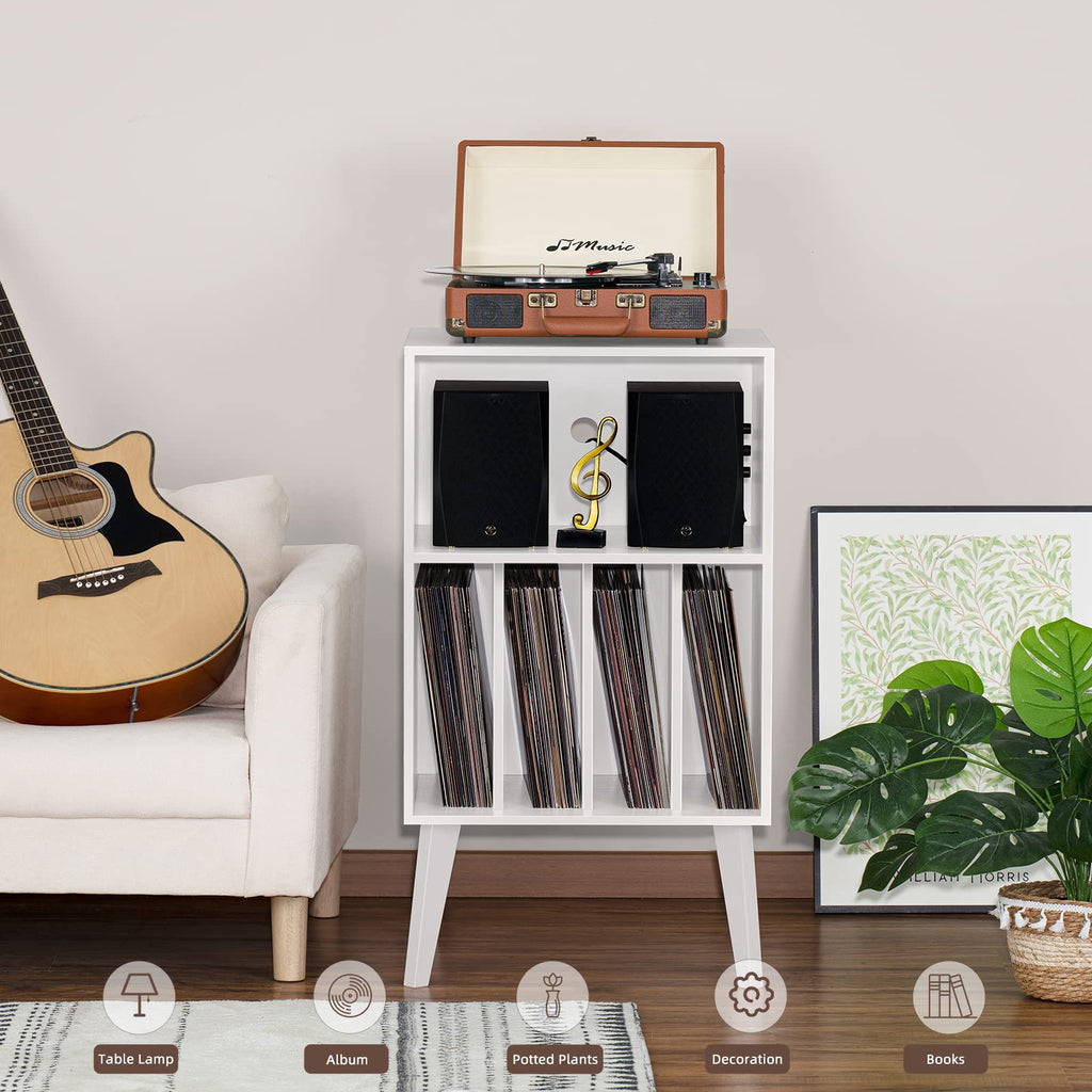 Lerliuo Record Player Stand, Walnut Turntable Stand Holds up to 160 Albums