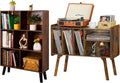 LEYAOYAO Brown Bookshelf and Record Player Stand