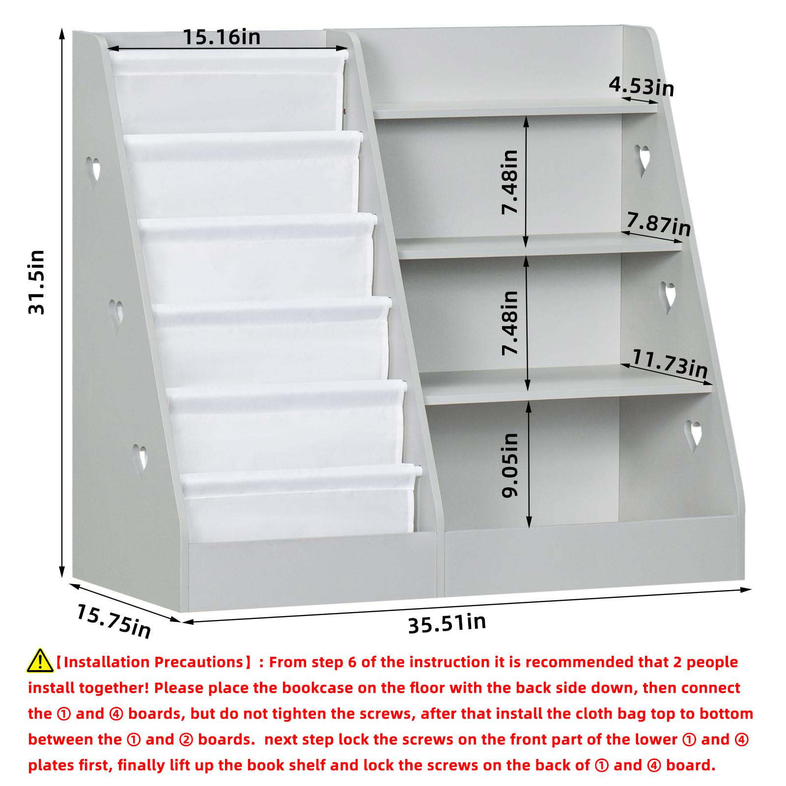 Lerliuo 4 Tier Kids Bookshelf, Book Shelf for Kids Rooms