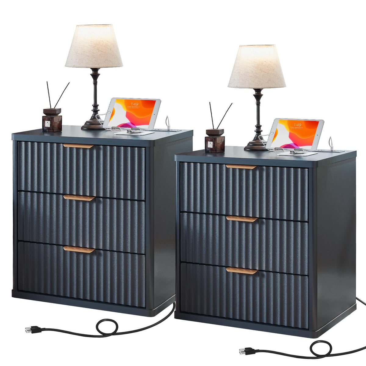 LEYAOYAO Fluted 5 Drawers Dresser for Bedroom, 41" Tall Modern Chest of Drawers with Metal Handle, Curved Profile Design,Natural Wood Drawer Organizer for Bedroom, Living Room, Hallway, Entryway