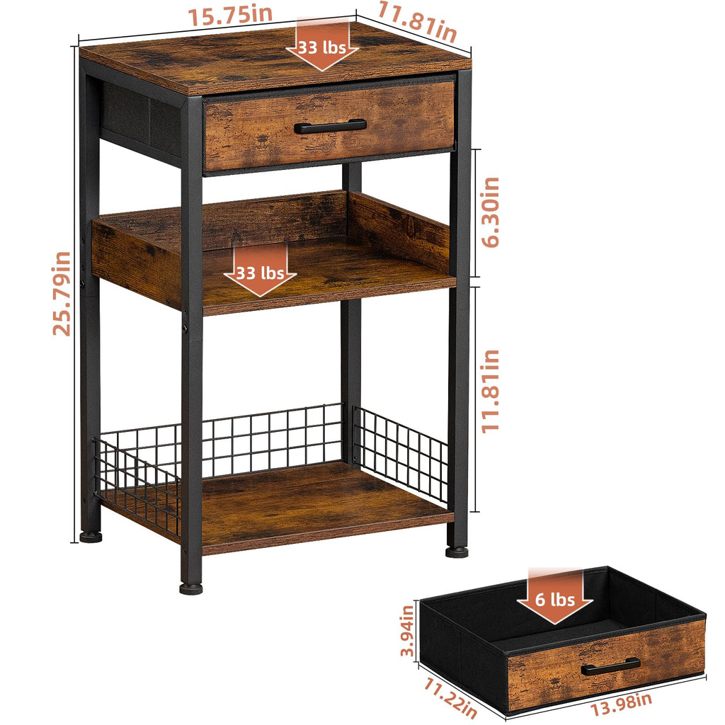 Lerliuo Printer Stand with Storage, 3-Tier Printer Table with Drawer, White