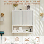 LEYAOYAO Modern Fluted Bathroom Wall Cabinet, Wall-Mounted Medicine Cabinet