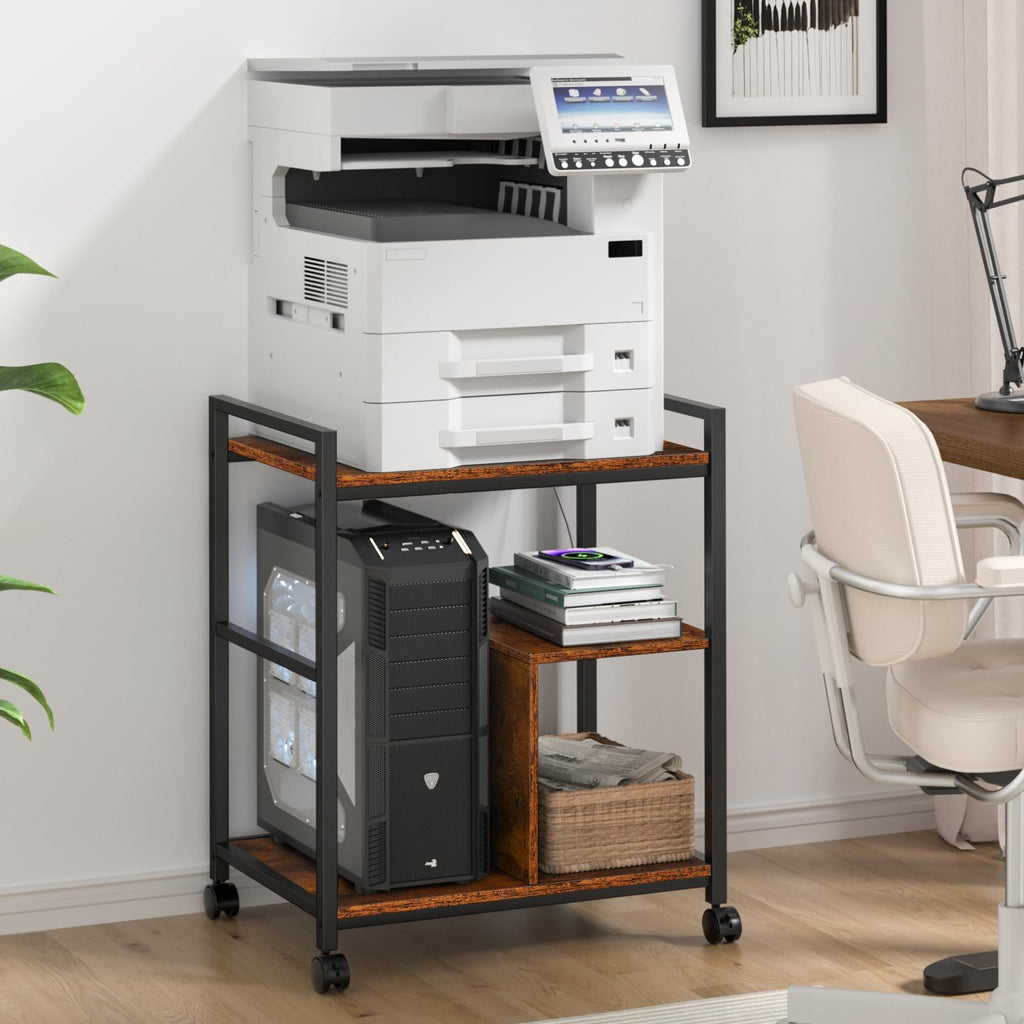 Lerliuo 24" Wide Large Printer Stand with Storage, White