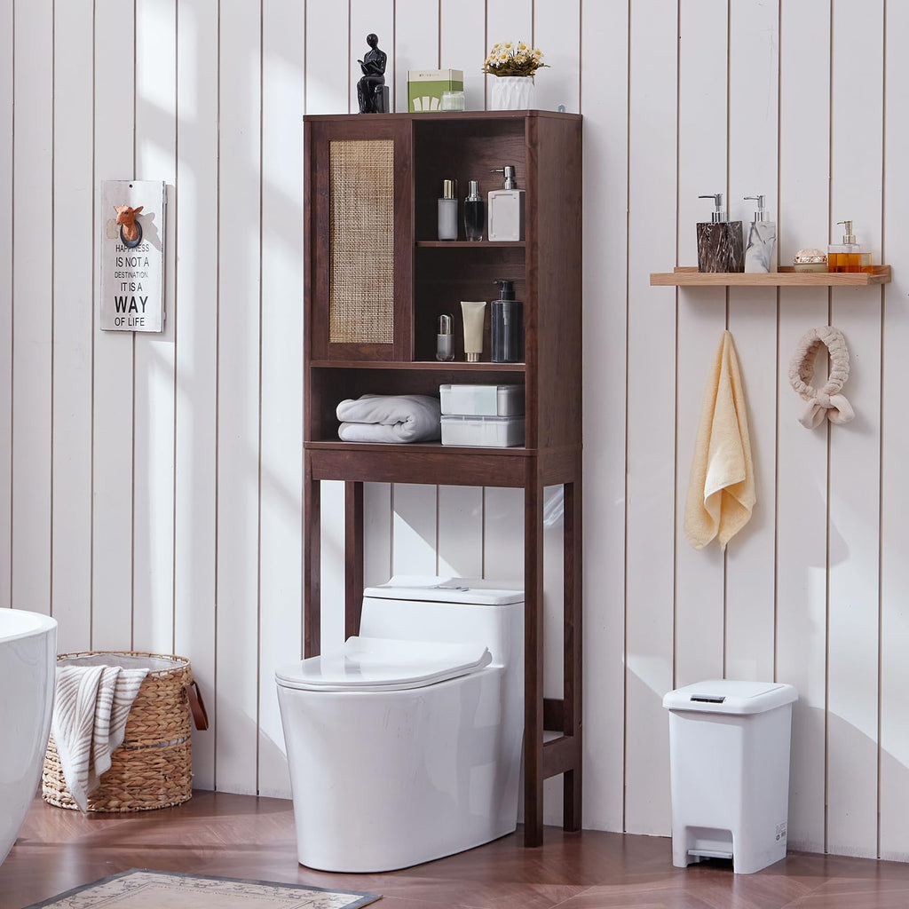 LEYAOYAO Rattan Bathroom Wall Storage Cabinet, Boho Medicine Cabinet
